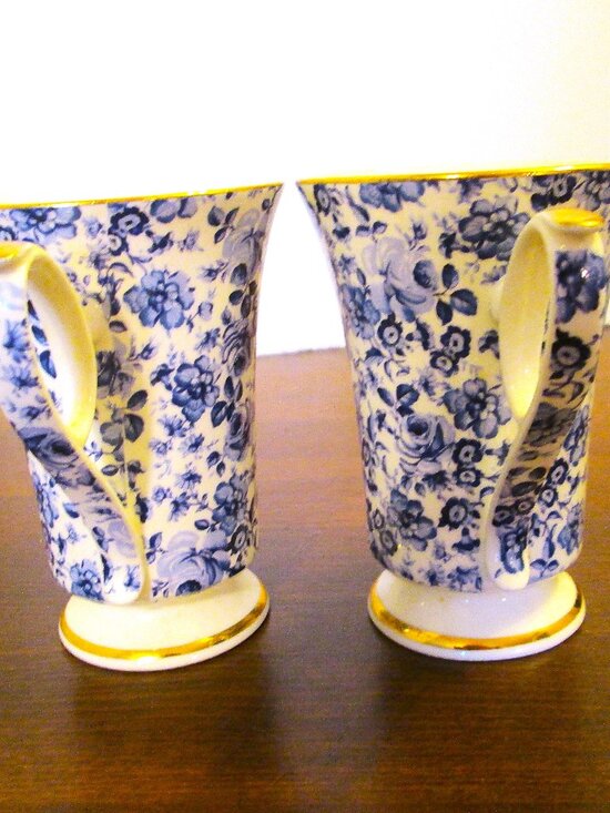 (2)Royale Garden Bone China Staffordshire England Pedestal Mug Hand Decorated - Picture 6 of 10